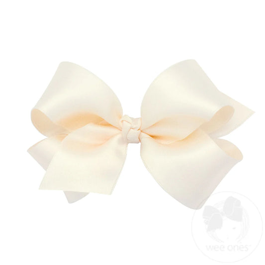 Medium French Satin Hair Bow | Ecru