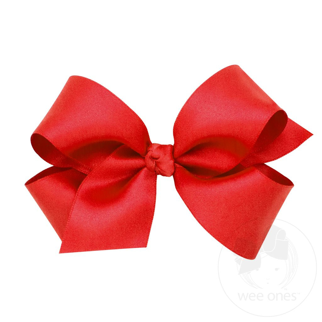 Medium French Satin Hair Bow | Ruby