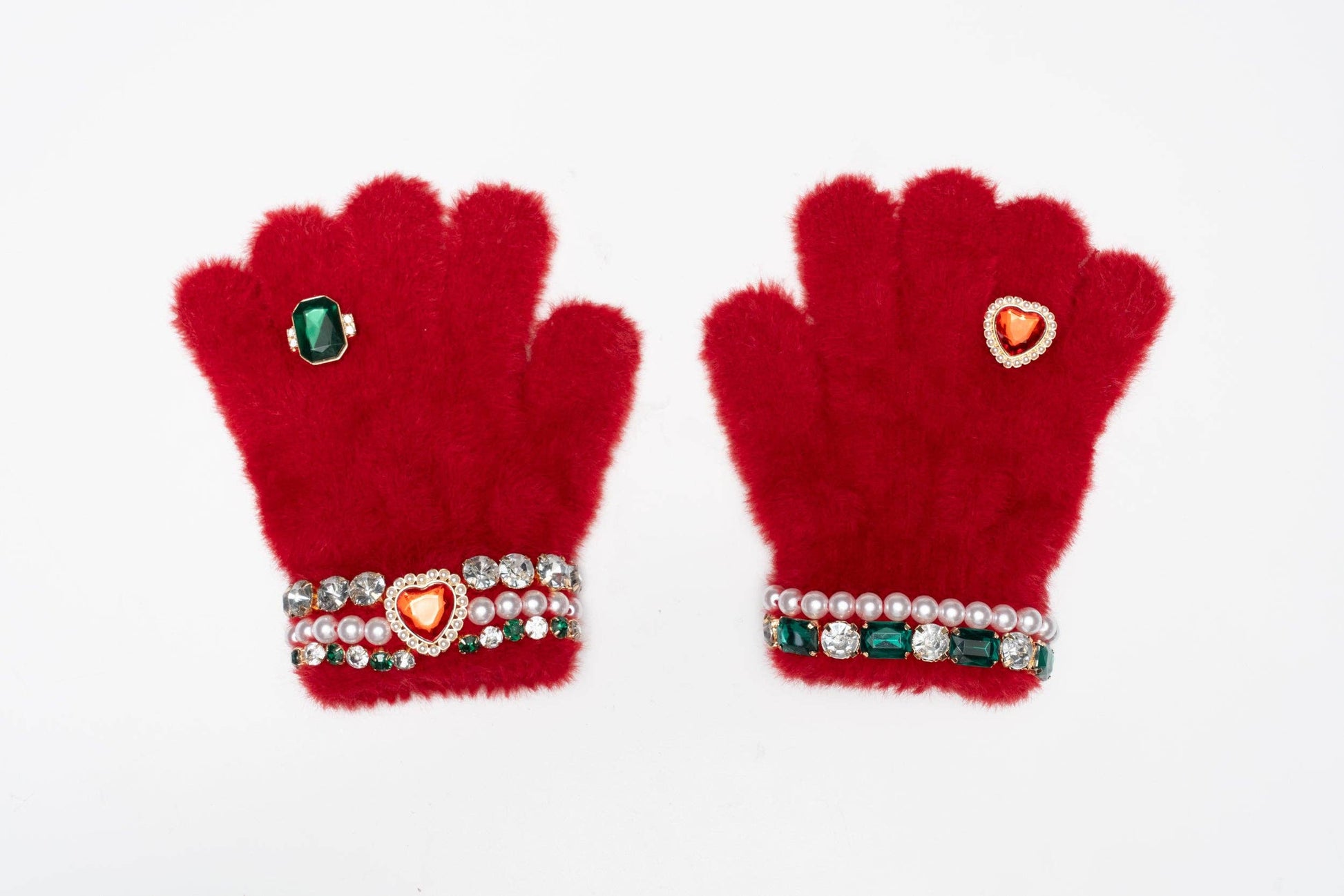 Ruby Red Jeweled Gloves
