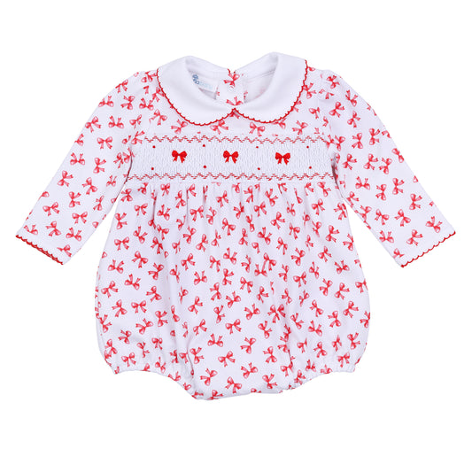 Scarlett Bows Smocked Collared Bubble