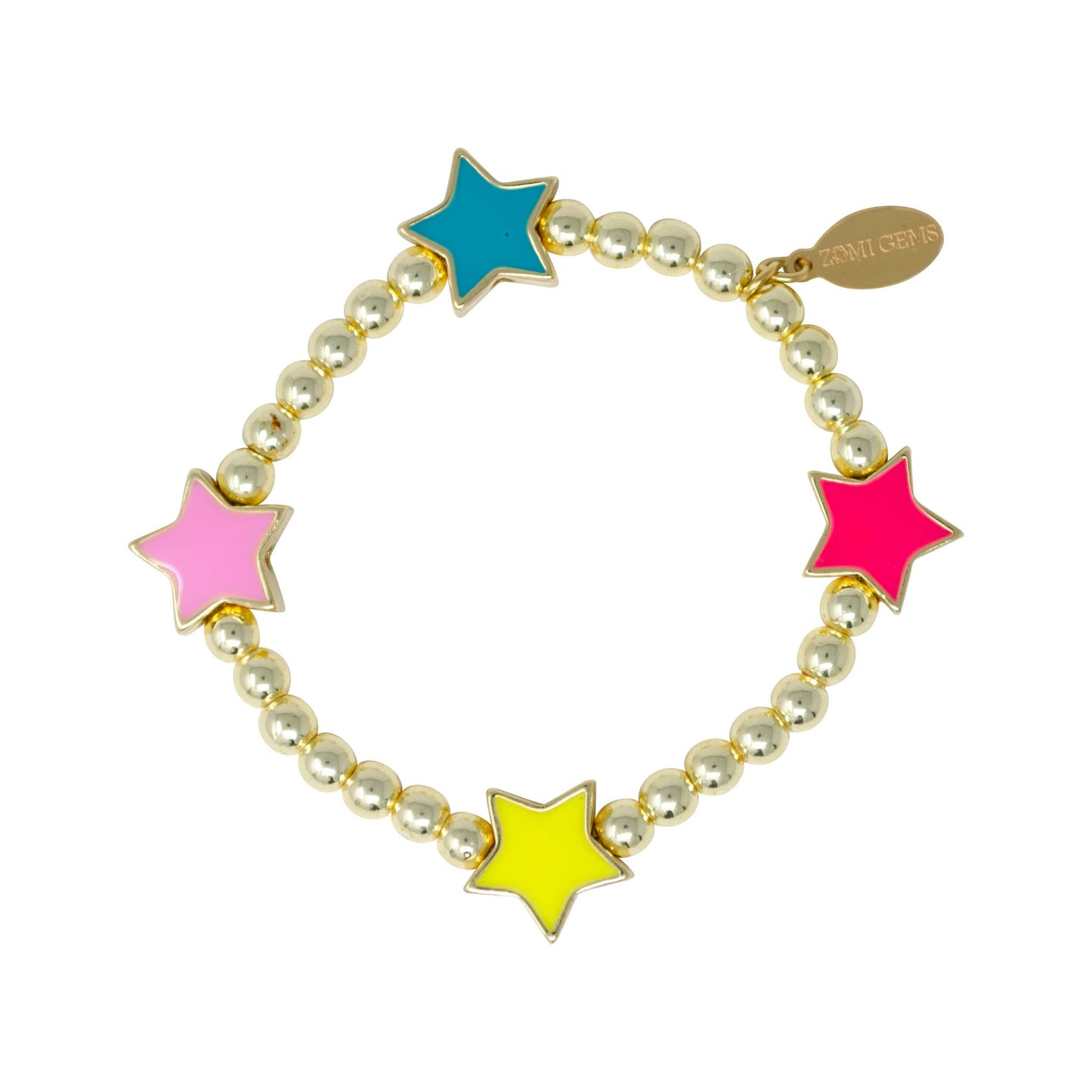 Stars & Hearts Rainbow Enamel Bead Bracelet | Assorted