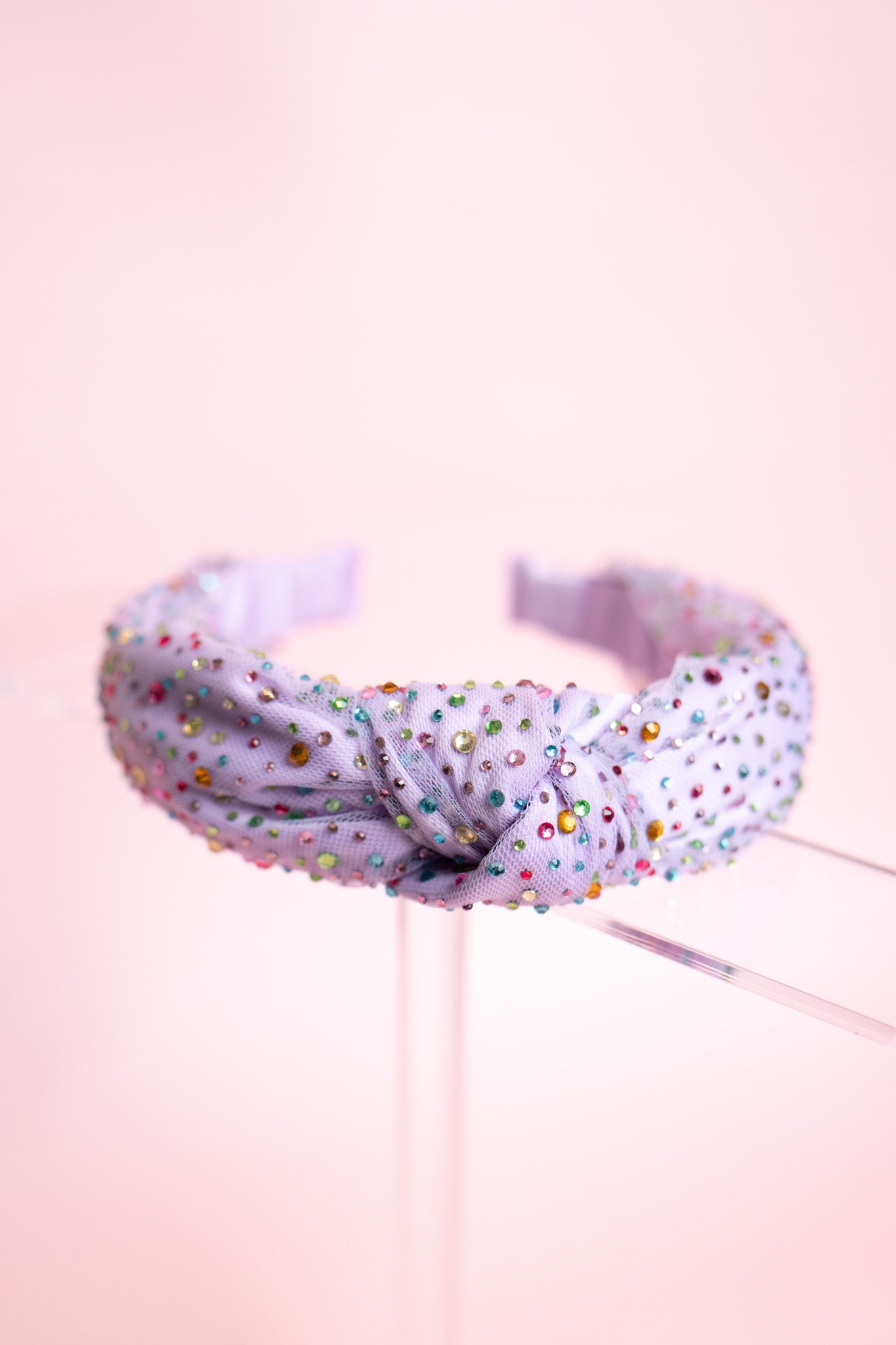 Rainbow Crystal Tulle Knot Headband | Light Purple