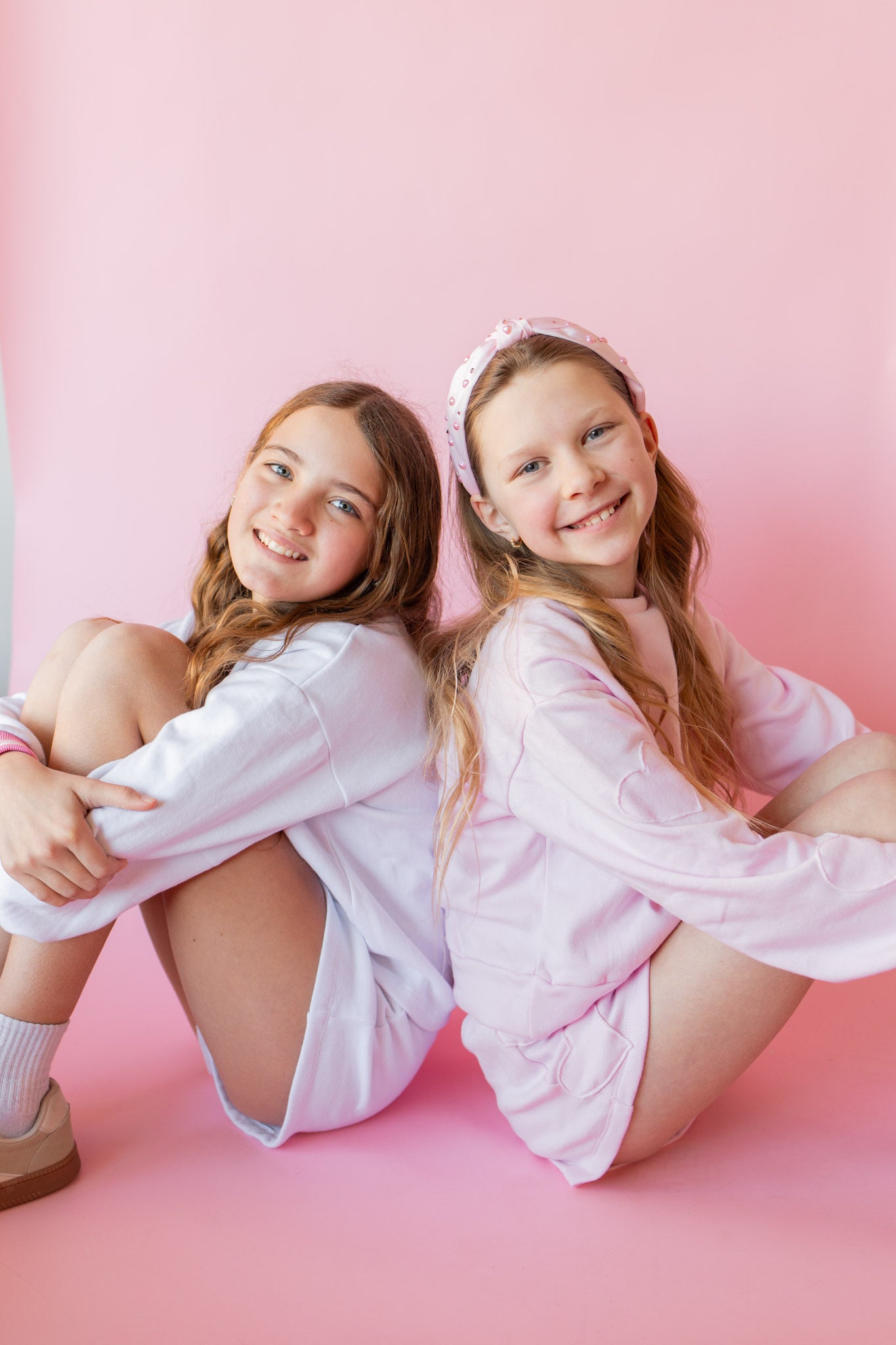 Heart Patch Sleeve Sweatshirt | Light Pink