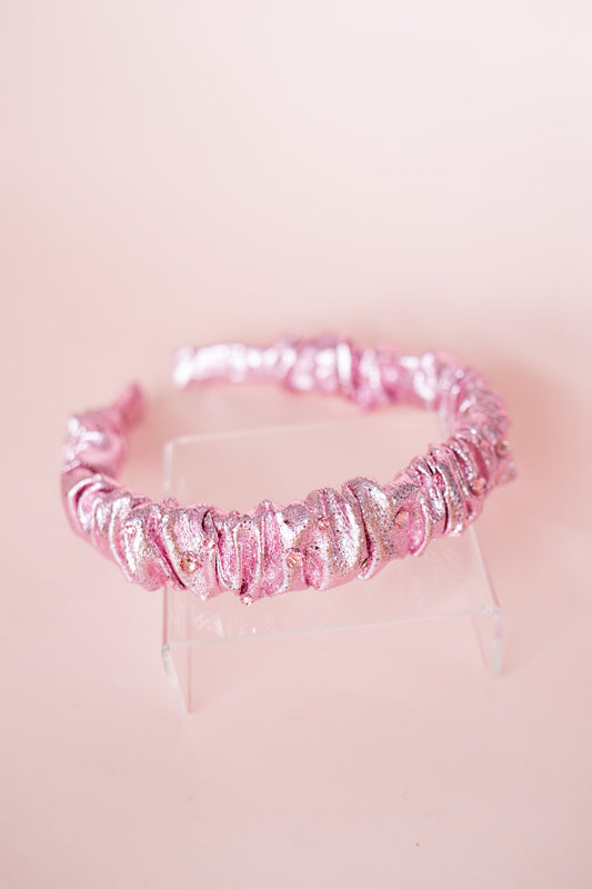 Metallic Scrunch Headband | Pink