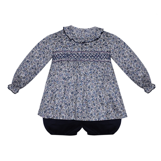 Juliette Bloomer Set | Navy Blue Flowers