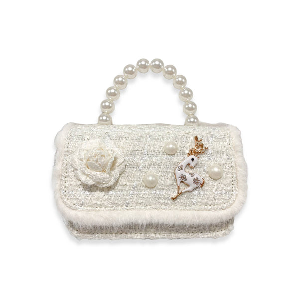 Fur Trim Tweed Purse | Pink