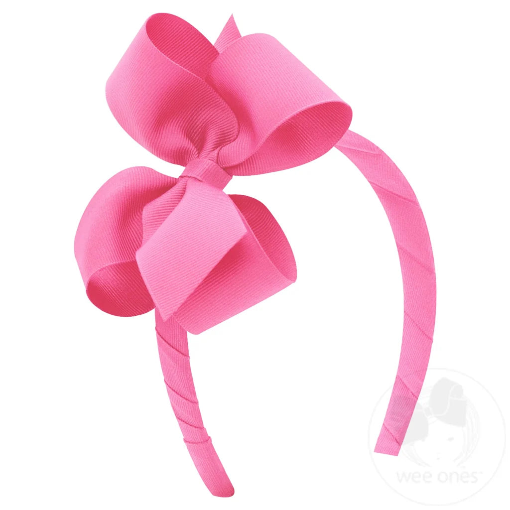 Medium Classic Grosgrain Bow Headband | Hot Pink