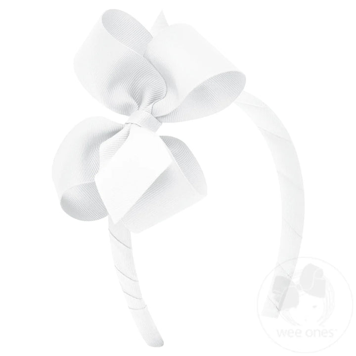 Medium Classic Grosgrain Bow Headband | White