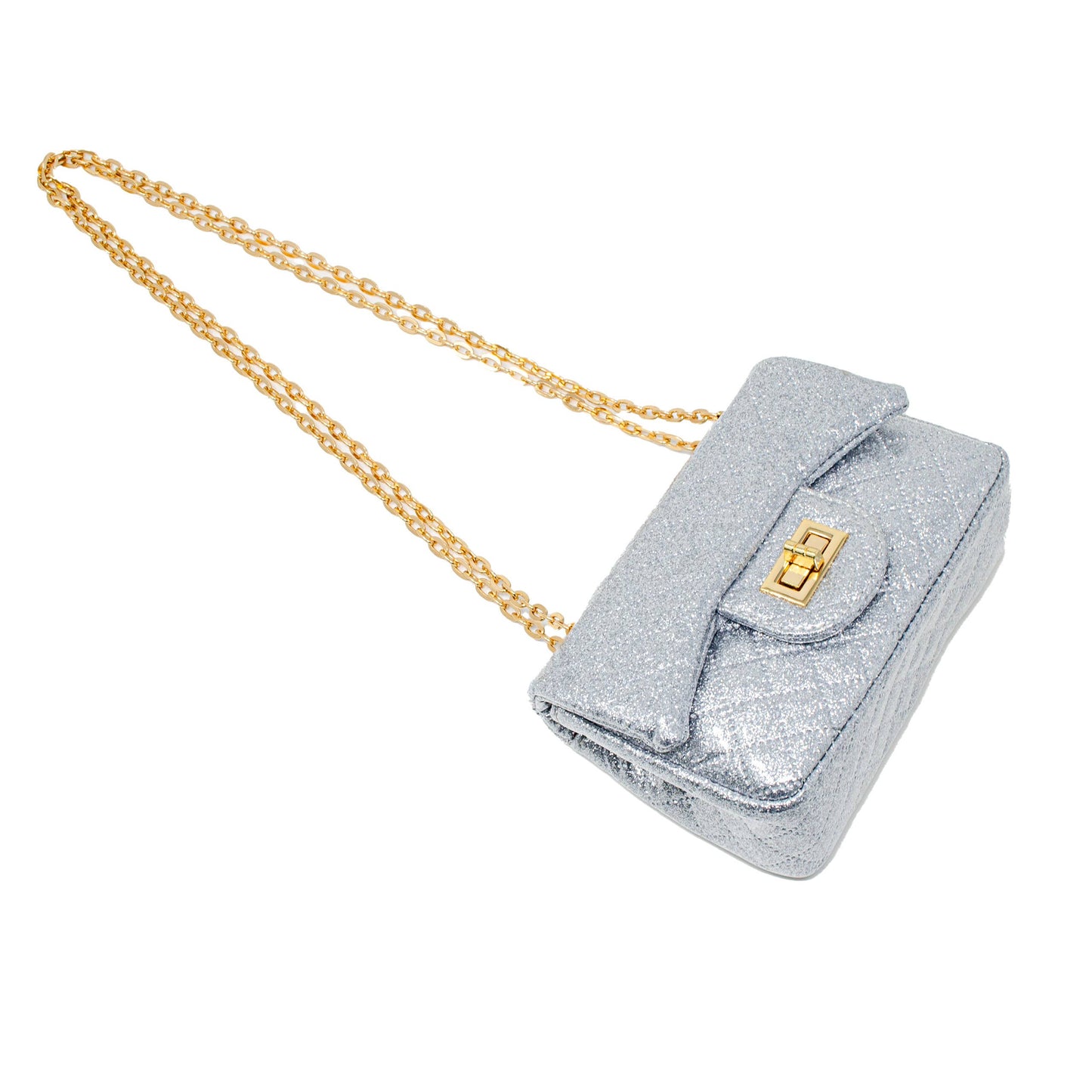 Classic Quilted Sparkle Mini Bag | Silver