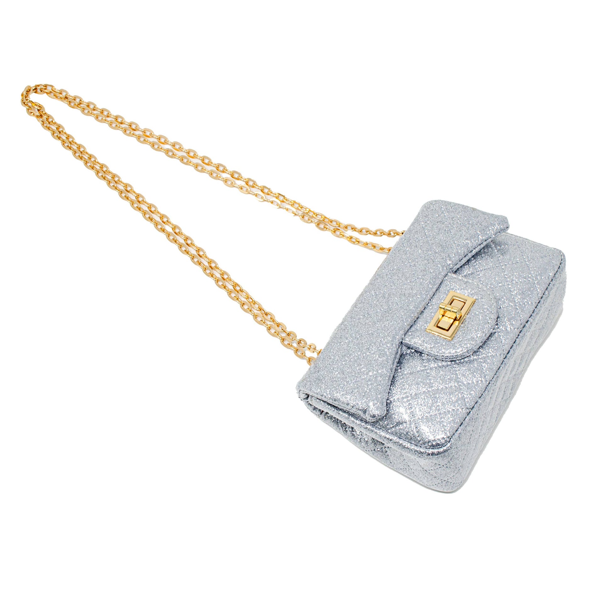 Classic Quilted Sparkle Mini Bag | Silver