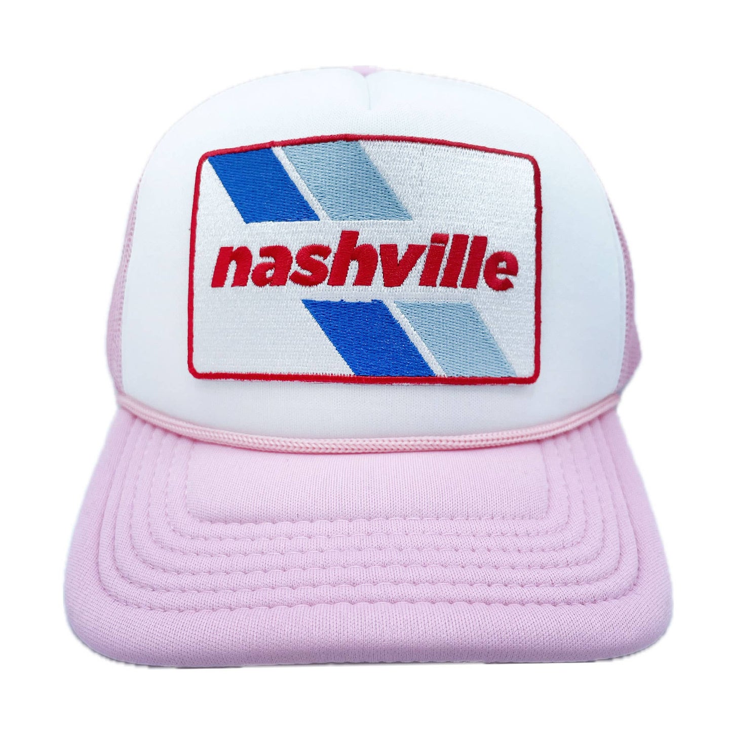 Kids Retro Stripe Nashville Trucker Hat | Light Blue