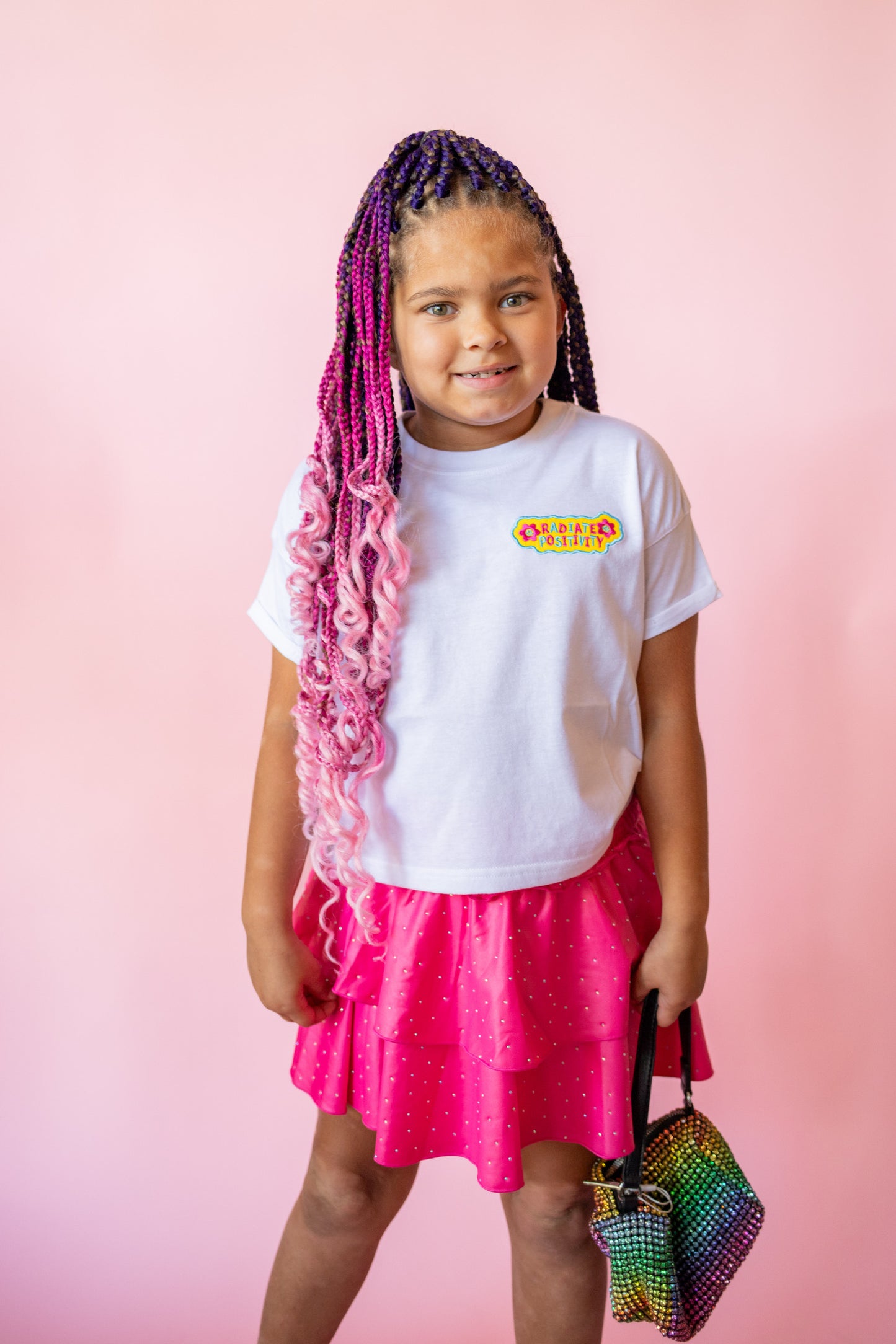 Tiered Pleather Studded Skirt | Pink