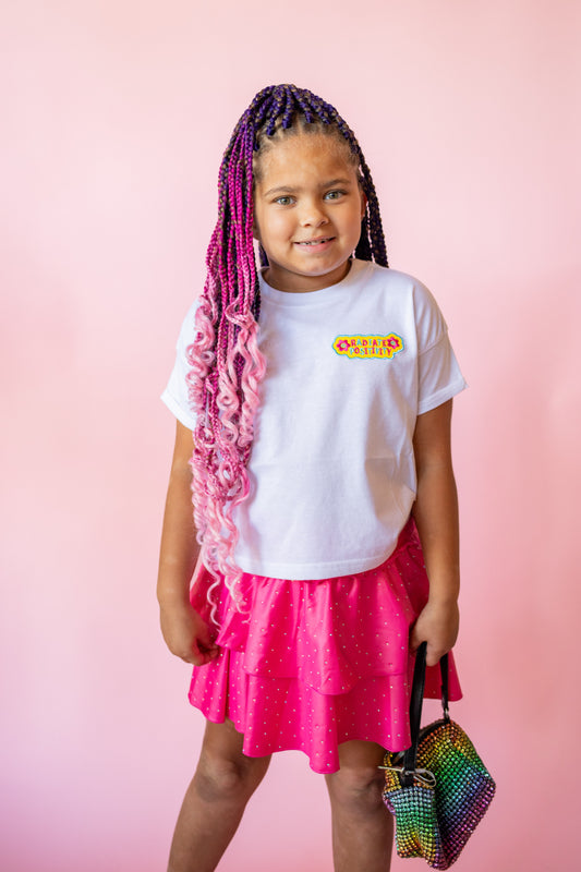 Tiered Pleather Studded Skirt | Pink