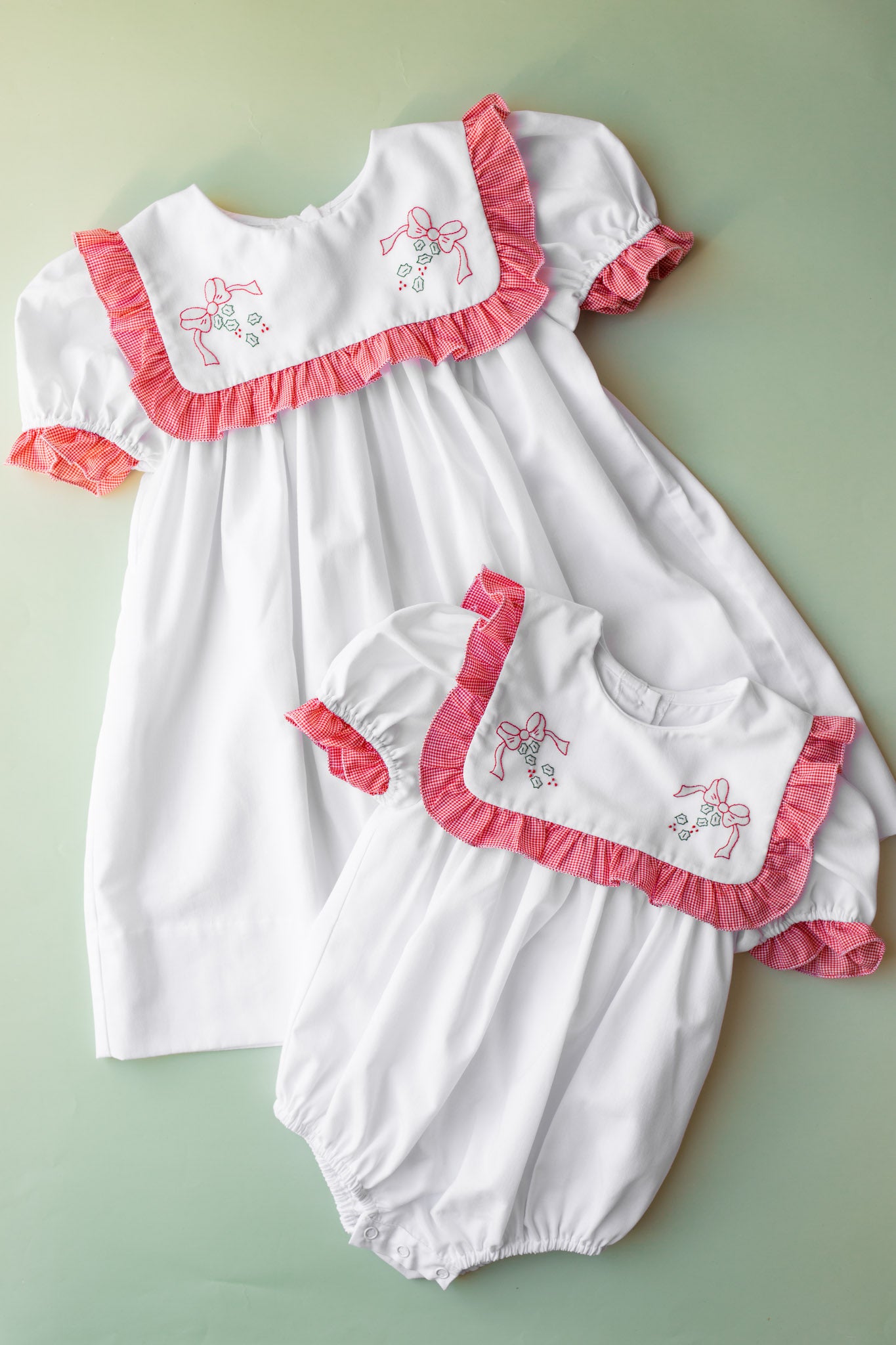 Red Check Christmas Bow Girl Bubble