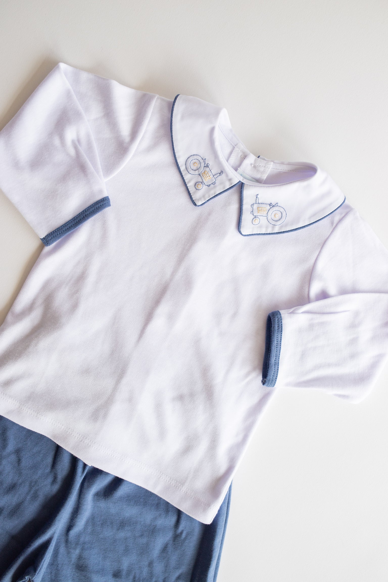 Embroidered Collar Knit Set | Slate Tractor