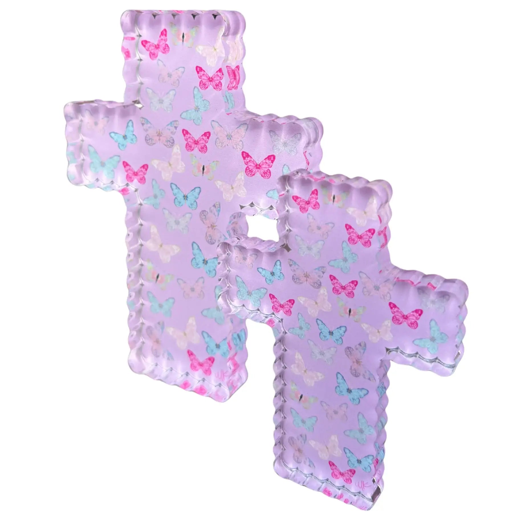 Acrylic Shelfie | Butterflies in Scallop Cross