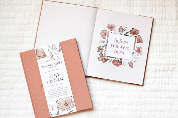 Baby's First Year Memory Book & Photo Album |  Dusty Rose