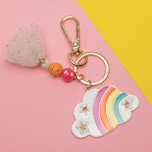 Kids Glitter Rainbow Cloud Keychain