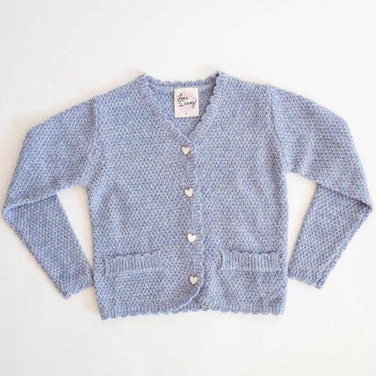 Heart Button Cardigan | Dusty Blue