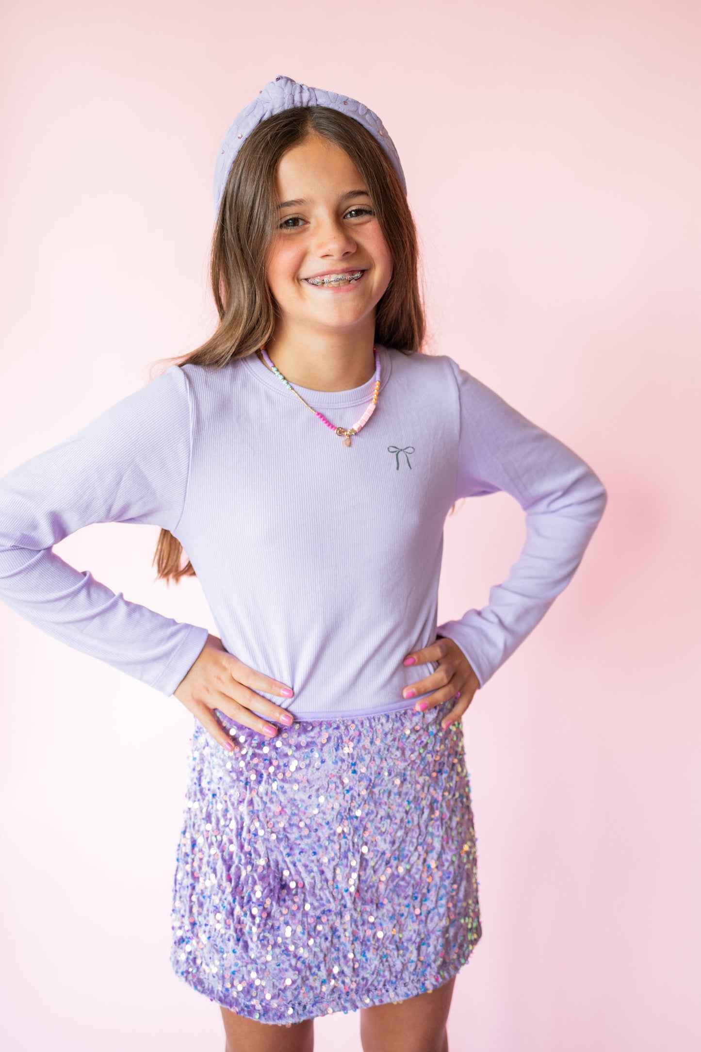 Velvet Sequin Skirt | Purple