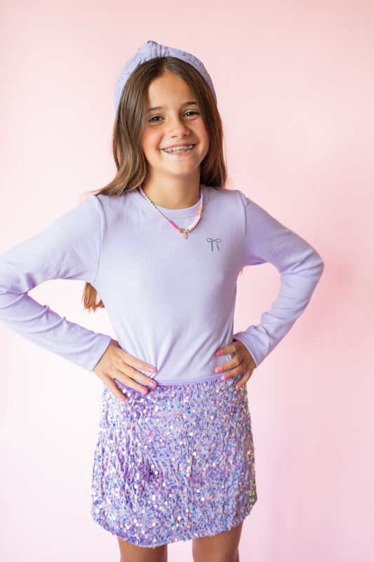 Velvet Sequin Skirt | Purple