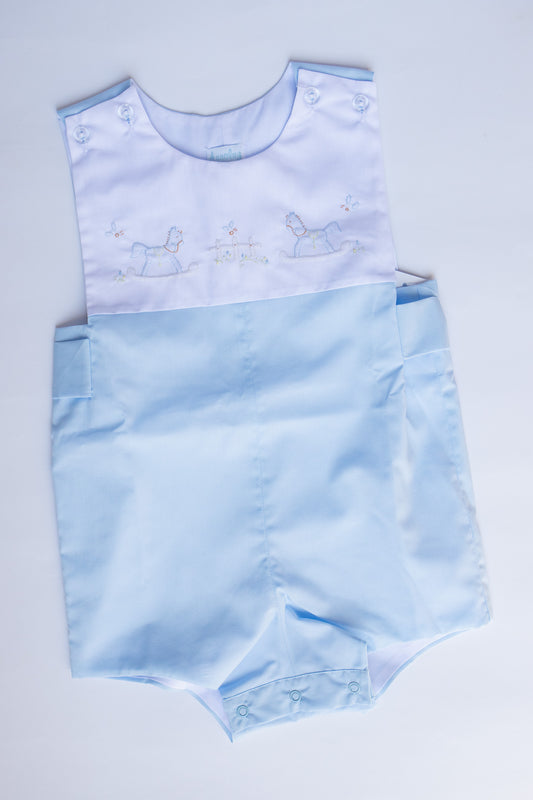 Rocking Horse Embroidered Boysuit | Blue