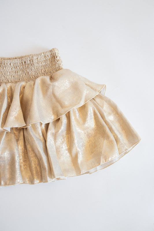 Tiered Metallic Skirt | Gold