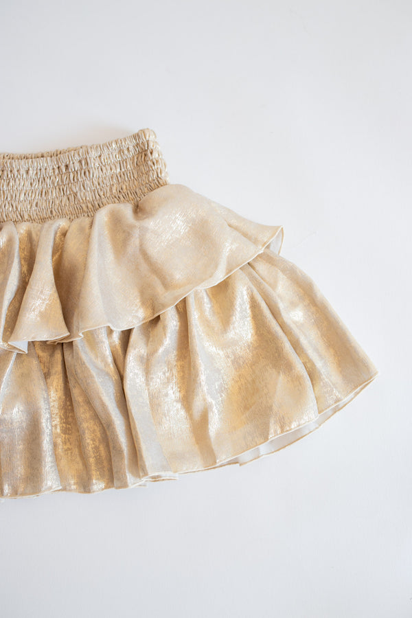 Tiered Metallic Skirt | Gold