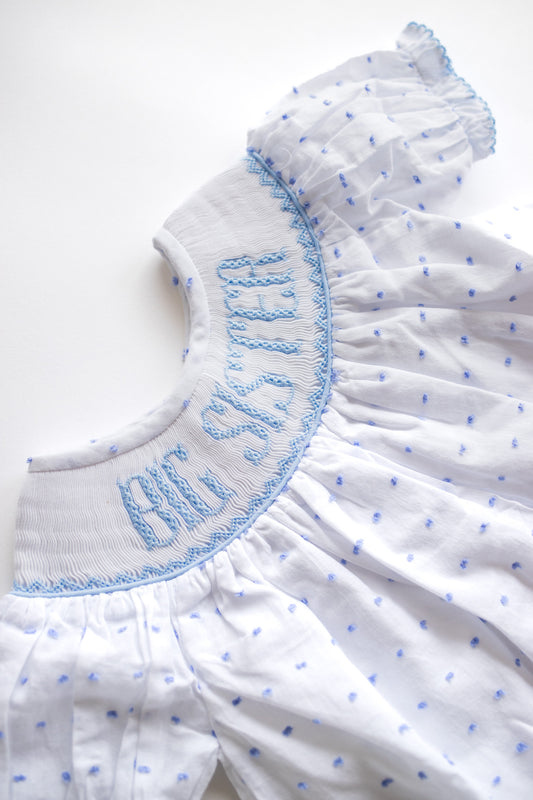 Big Sister Dress | Blue Swiss Dot