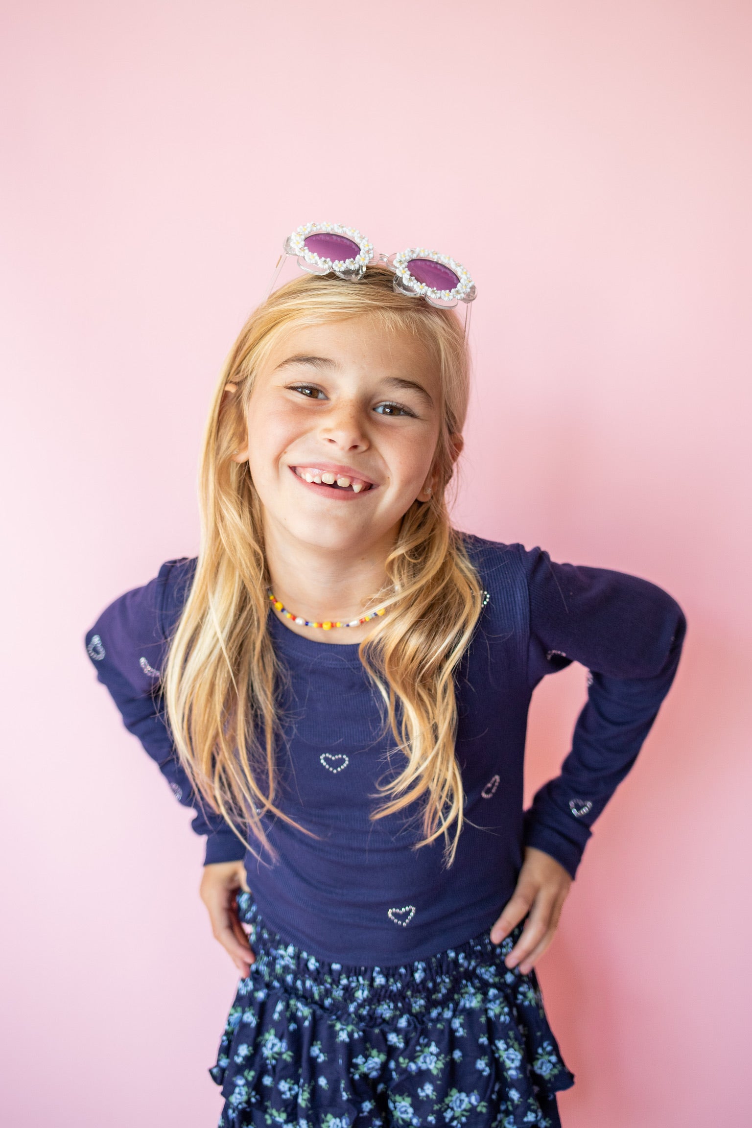 Heart Stud Long Sleeve | Navy