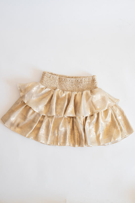 Tiered Metallic Skirt | Gold