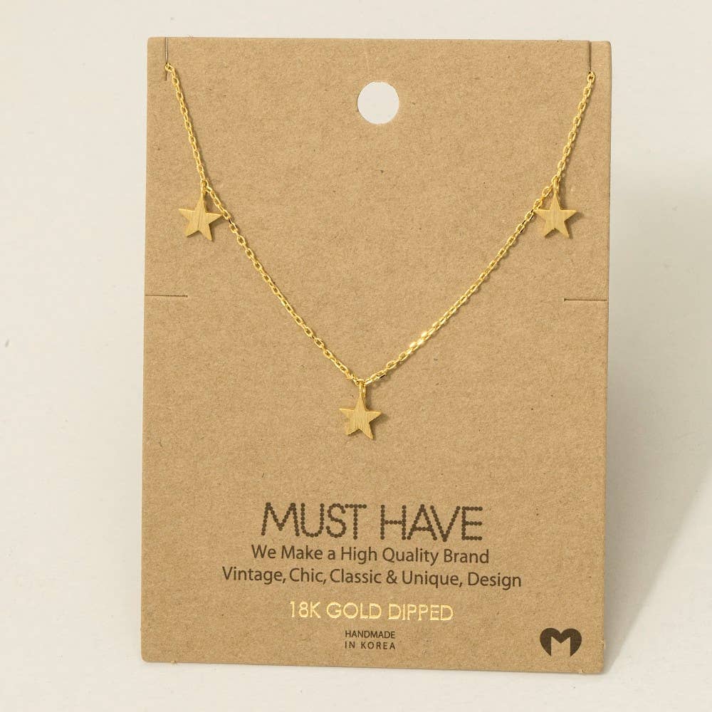 Gold Dipped Dainty Star Station Necklace