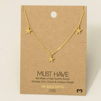 Gold Dipped Dainty Star Station Necklace