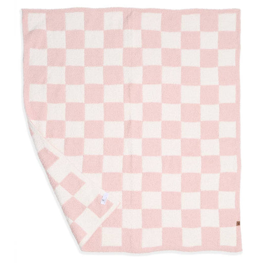 Kids Checkered Pattern Soft Throw Blanket | Pink