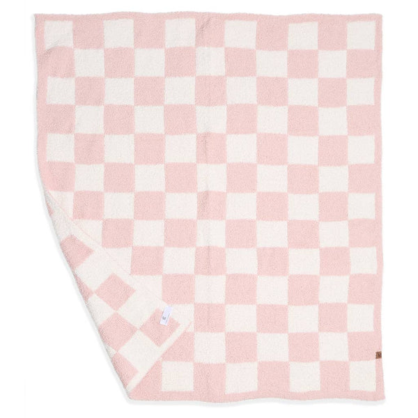 Kids Checkered Pattern Soft Throw Blanket | Pink