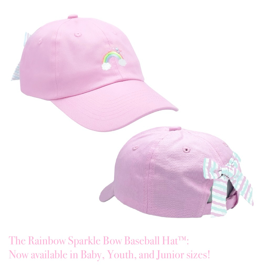 Rainbow Sparkle Bow Baseball Hat