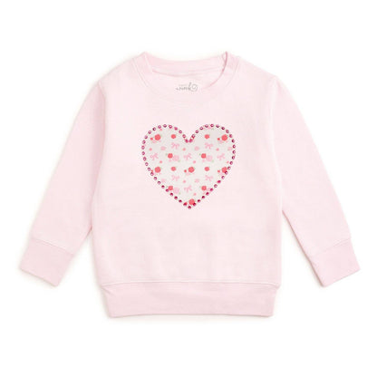 Dainty Rose Pearl Heart Patch Sweatshirt - Kids Clothing