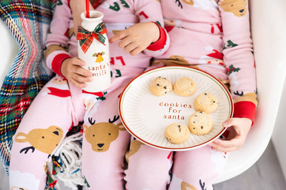 Santa Christmas Cookie Plate & Milk Jug Holiday Set