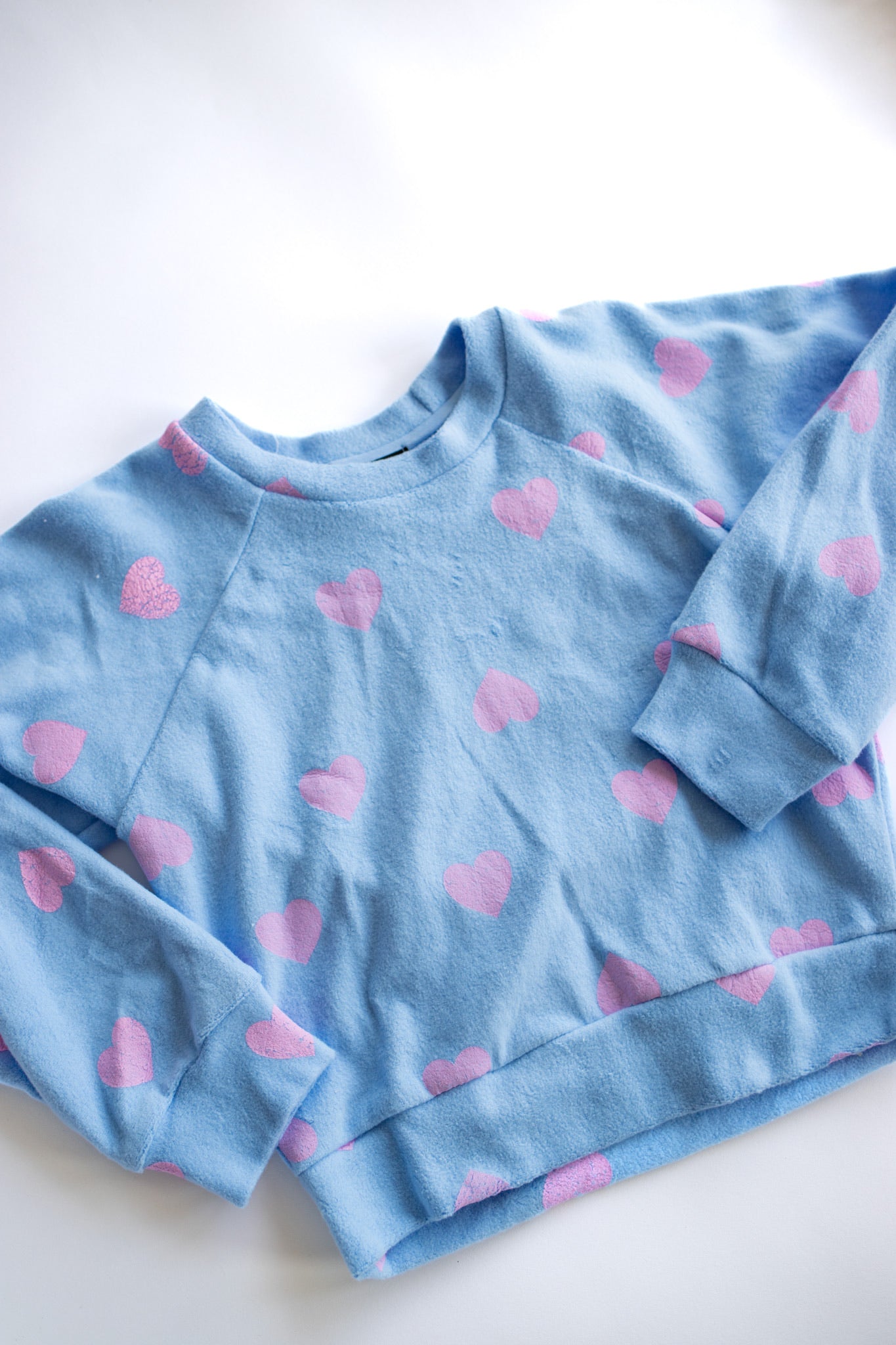 Blue Reverse Sweatshirt with Hearts