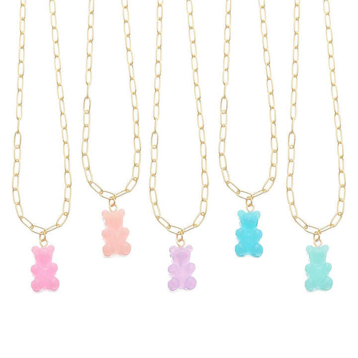 Lil Bear Thang Paperclip Necklace - Pastel Glitter Colors