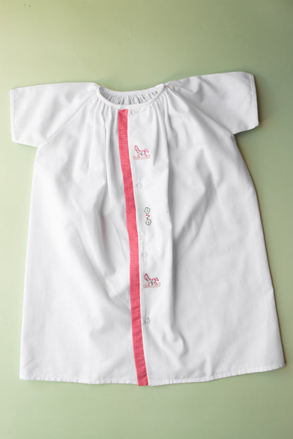 Day Gown, Red Check Christmas Horse