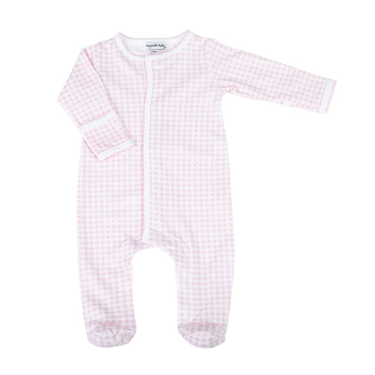 Mini Checks Footie | Pink