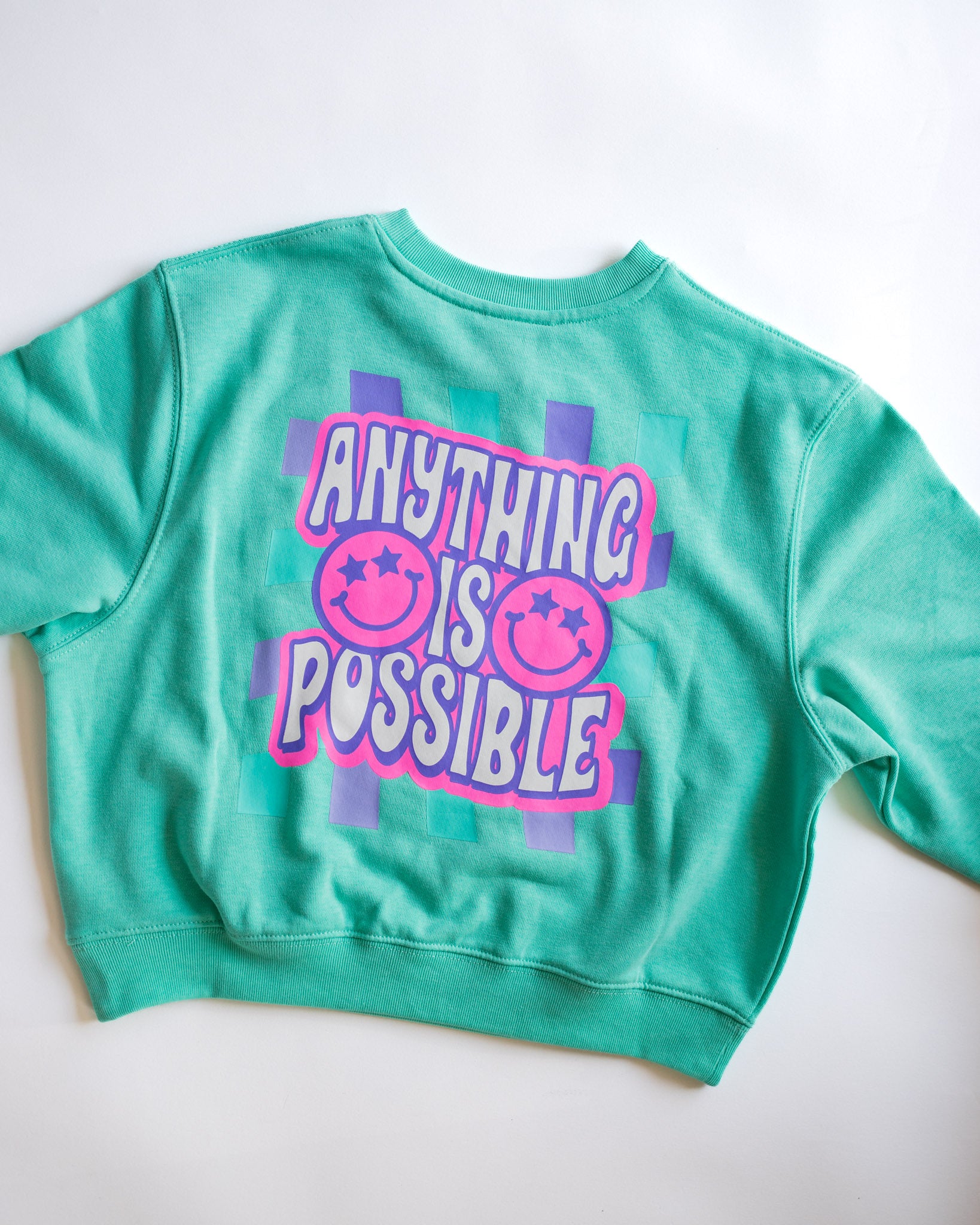 XOXO by Magpies Anything is Possible Smiley Sweatshirt | Aqua