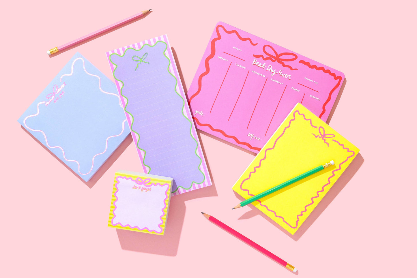 Large Notepad w/ Magnet - Yellow w/ Pink Bow - 100 Sheets