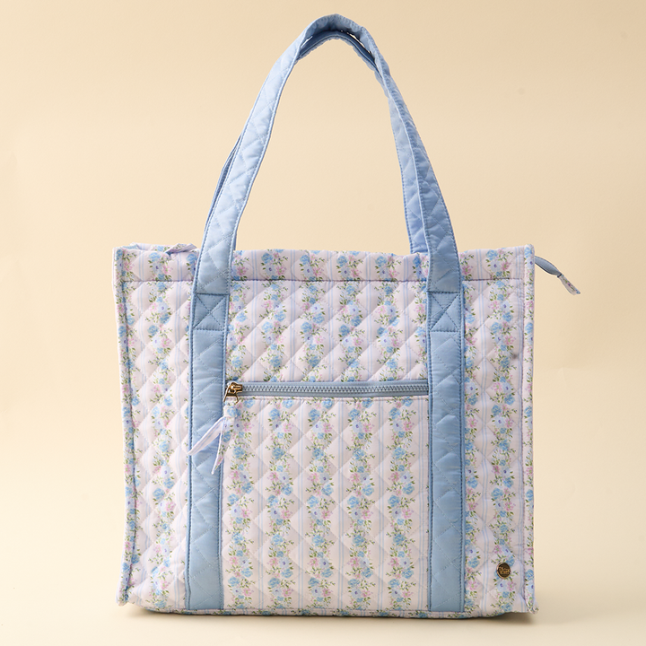 The Everyday Quilted Tote Bag-Petal Parade Blue
