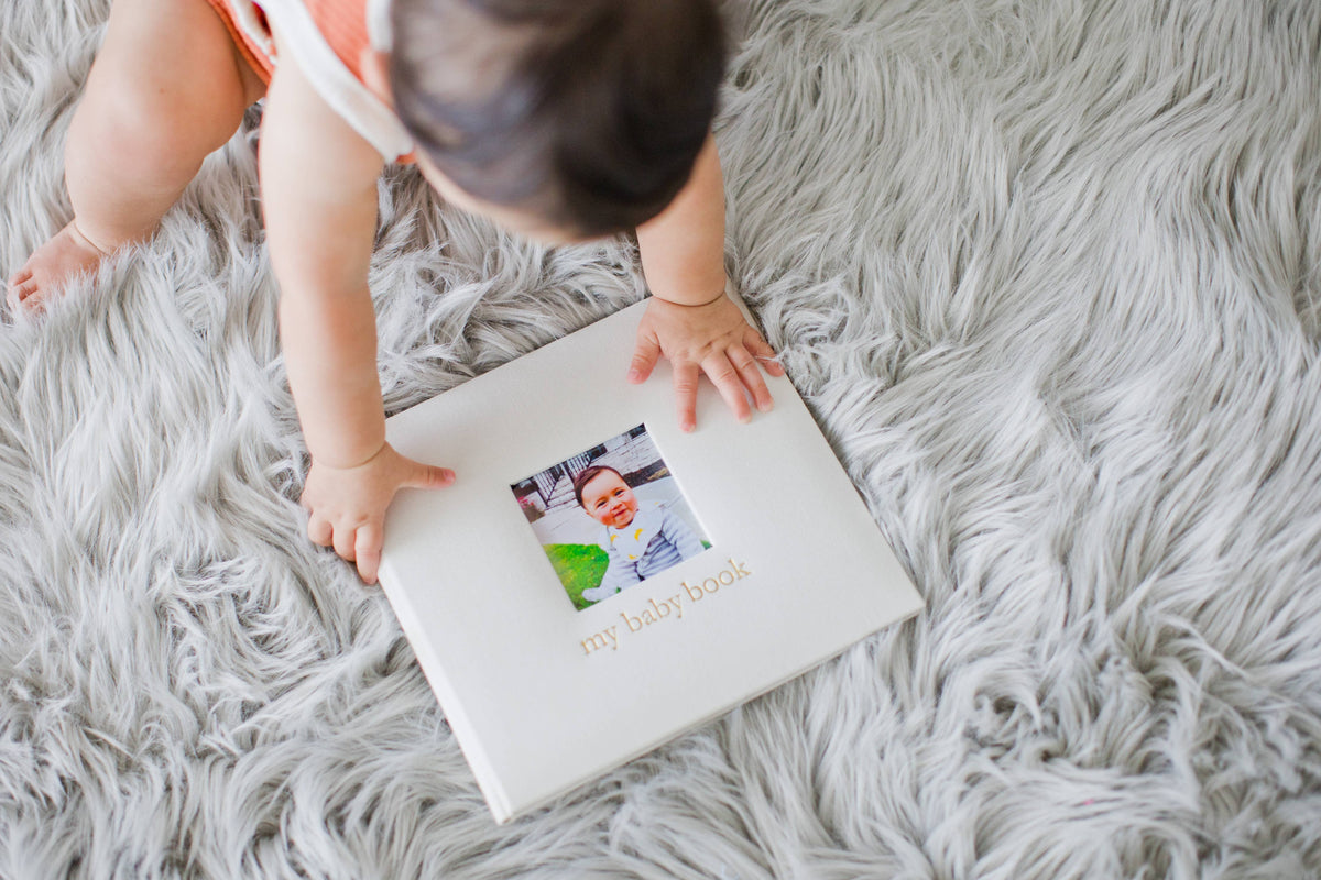 Ivory Linen Baby Memory Book