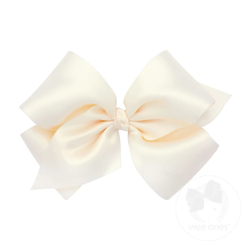 King French Satin Hair Bow | Ecru