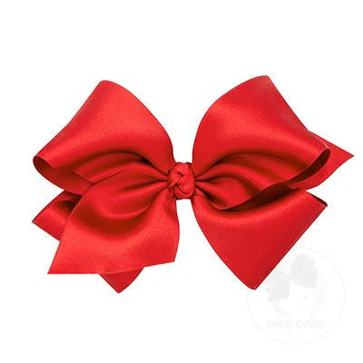 Small King French Satin Hair Bow | Ruby