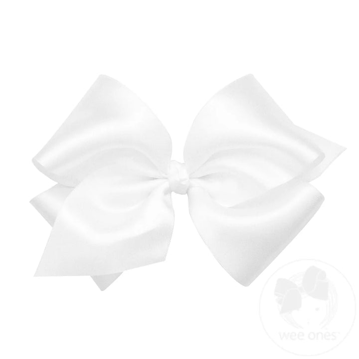 King French Satin Hair Bow | White