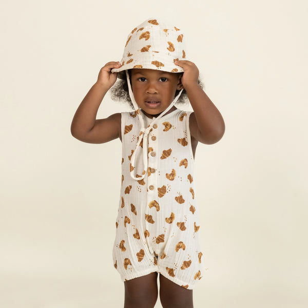 Organic Sleeveless Bubble Romper | Croissant